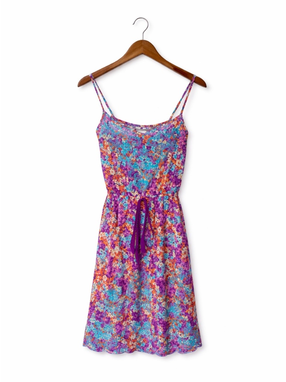 Flying Tomato Floral Dress Small Boho Spaghetti Strap Multicolor Summer